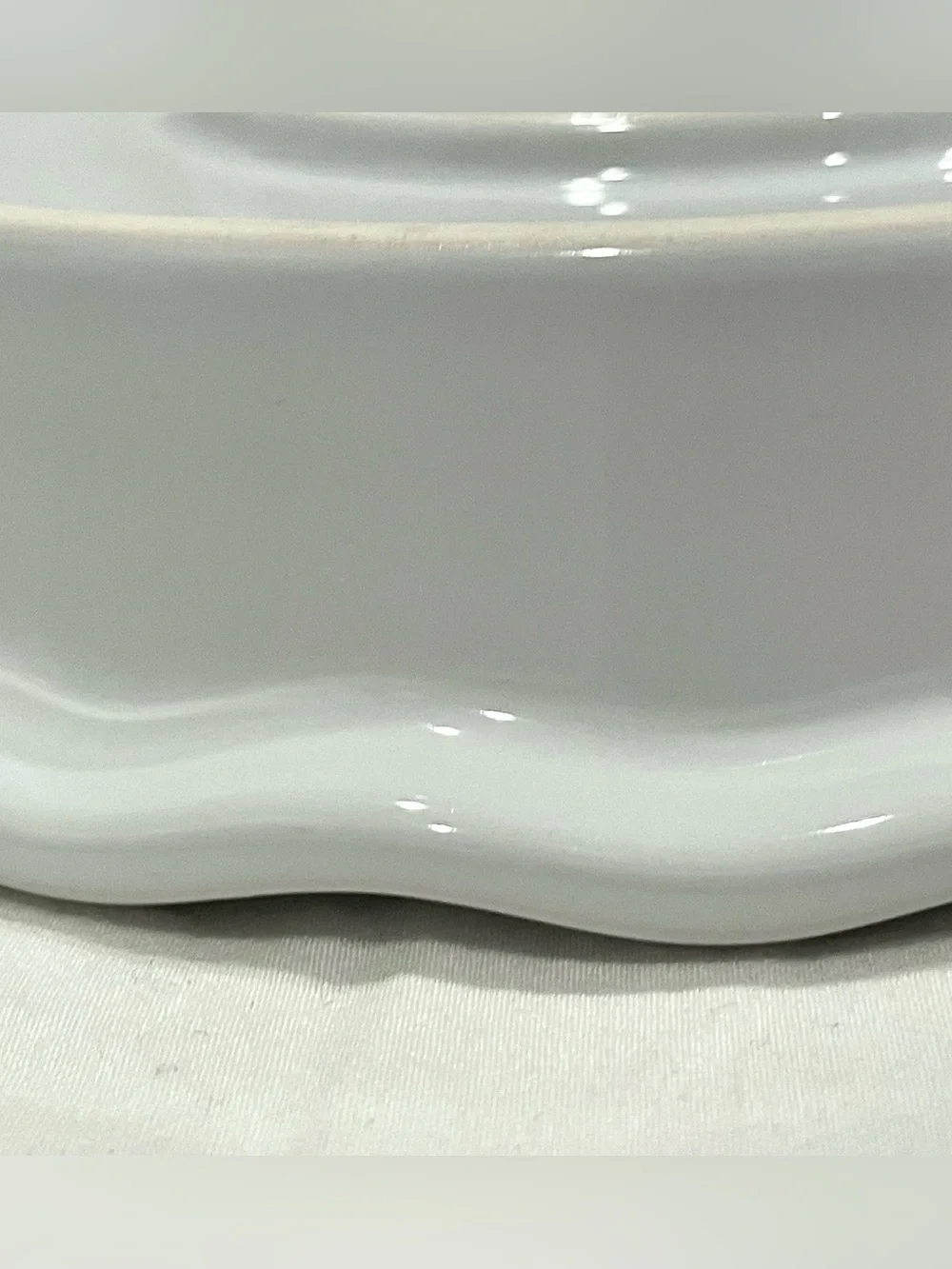 Modern Gourmet Foods White on White Ceramic 7” Handled Pie Dish Ruffled Edges
